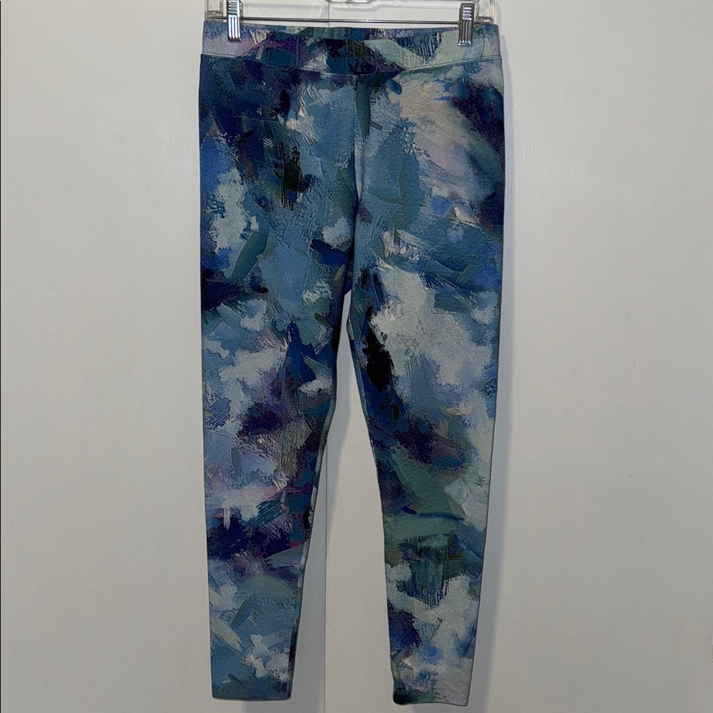 Soft Surroundings Leggings Blue Impressionist Print Women’s Small S